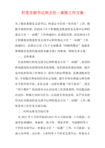 村党支部书记和主任一肩挑工作方案