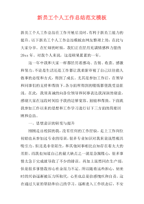 新员工个人工作总结范文模板