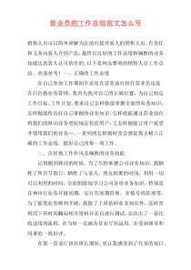 营业员的工作总结范文怎么写