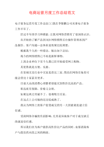 电商运营月度工作总结范文