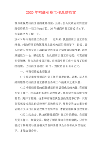 2021年招商引资工作总结范文