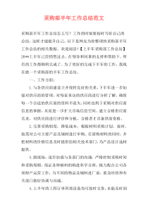 采购部半年工作总结范文
