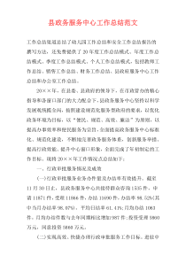 县政务服务中心工作总结范文