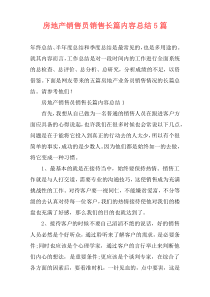 房地产销售员销售长篇内容总结5篇
