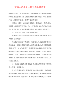 营销人员个人一周工作总结范文