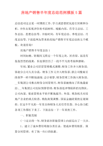 房地产销售半年度总结范例模板5篇