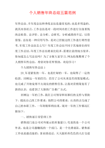 个人销售年终总结五篇范例