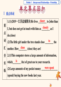 2019-2020学年高中英语 Module 3 Interpersonal Relationshi