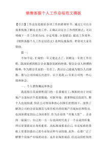 销售客服个人工作总结范文模板