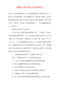 销售人员年终工作总结范文