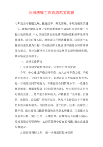 公司法律工作总结范文范例