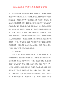 2021年春风行动工作总结范文范例