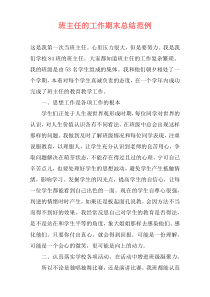 班主任的工作期末总结范例