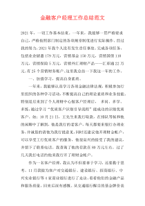 金融客户经理工作总结范文
