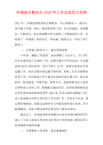 环境综合整治办2021年工作总结范文范例