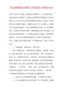 社会管理综合治理工作总结范文范例2021