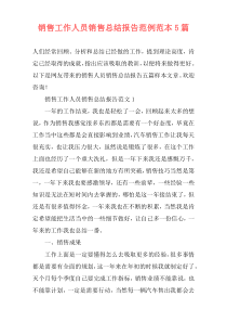 销售工作人员销售总结报告范例范本5篇