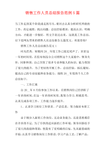 销售工作人员总结报告范例5篇