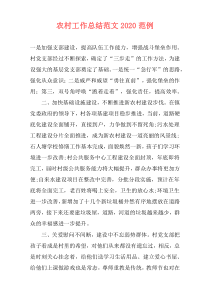 农村工作总结范文2021范例