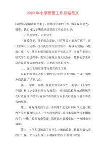 2021年小学班管工作总结范文