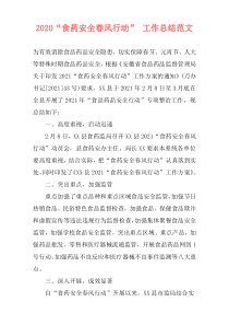 2021“食药安全春风行动” 工作总结范文