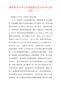 税务局2019年工作总结范文及2021年工作计划