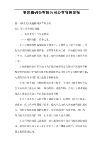 集装箱码头有限公司经营管理简报