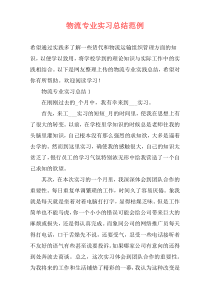 物流专业实习总结范例
