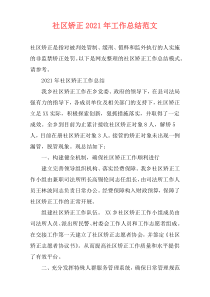社区矫正2021年工作总结范文