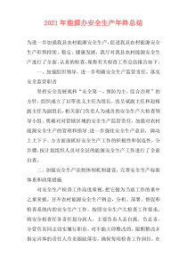 2021年能源办安全生产年终总结