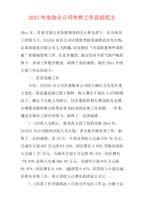 2021年电信分公司年终工作总结范文