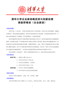 清华大学企业家战略投资与创新经营