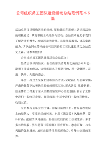 公司组织员工团队建设活动总结范例范本5篇