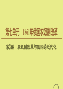 2019-2020学年高中历史 第7单元 1861年俄国农奴制改革 第3课 农奴制改革与俄国的近代化