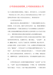公司活动总结范例_公司活动总结怎么写