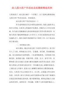 幼儿园大班户外活动总结最新精选范例