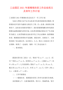 工业园区2021年度精准扶贫工作总结范文及来年工作计划