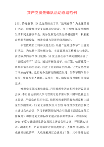 共产党员先锋队活动总结范例