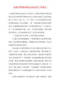 县城市管理和综合执法局工作要点