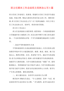 班主任期末工作总结范文范例怎么写5篇