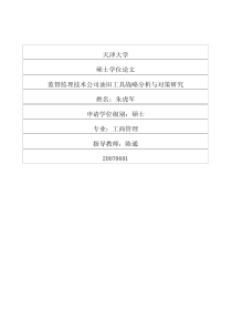 监督监理技术公司油田工具战略分析与对策研究