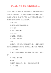 防灾减灾日主题疏散演练活动总结