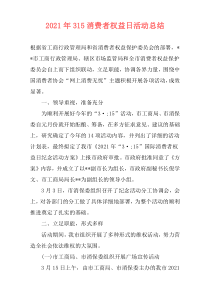 2021年315消费者权益日活动总结