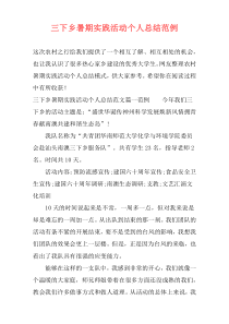 三下乡暑期实践活动个人总结范例