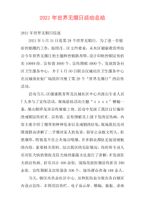 2021年世界无烟日活动总结