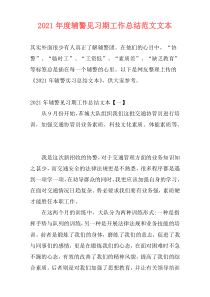 2021年度辅警见习期工作总结范文文本