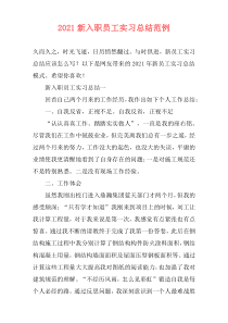 2021新入职员工实习总结范例