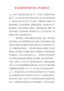 安全监督局年度行政工作总结范文