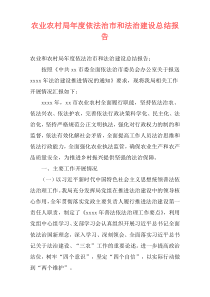 农业农村局年度依法治市和法治建设总结报告