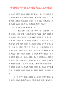物资总公司年度工作总结范文及工作计划